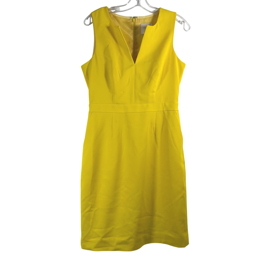 J.Crew Suiting Yellow Notched V-Neck Sleeveless Sheath Dress Size 6